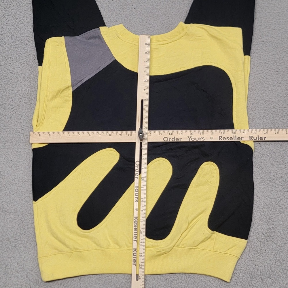 Vintage Nike Sweatshirt Mens Large Yellow Black Hand Graphic Fleece Crewneck 90s - Picture 6 of 11